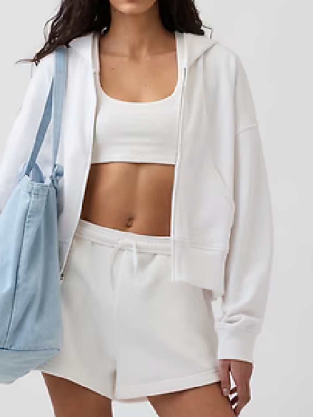 Aritzia Tna white zip-up sweatshirt, Cozy Fleece White